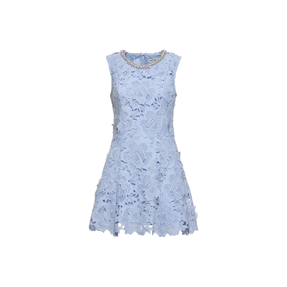Γαλάζιο mini φόρεμα με δαντέλα, Self-Portrait