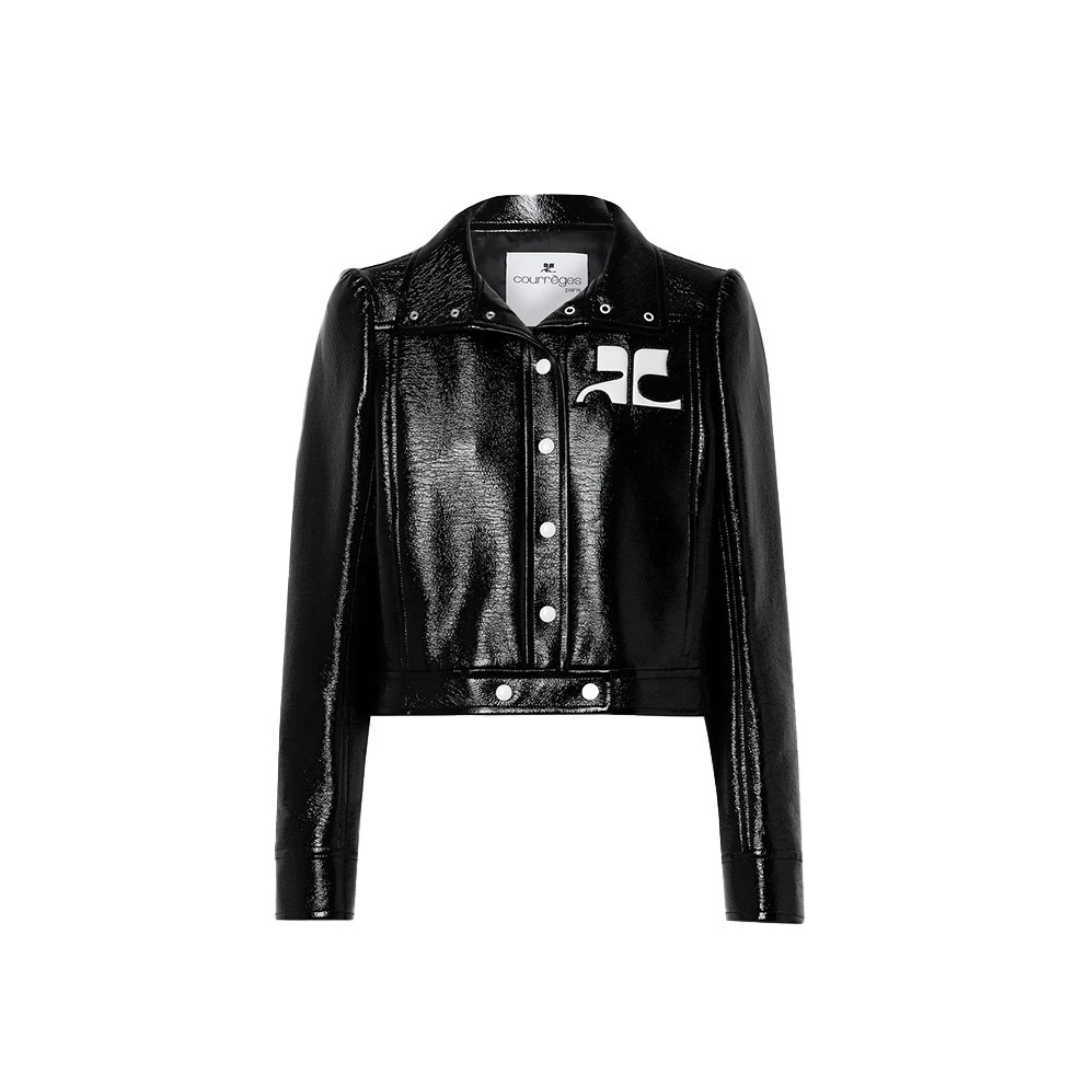 Μαύρο Reedition cropped vinyl jacket, Courrèges