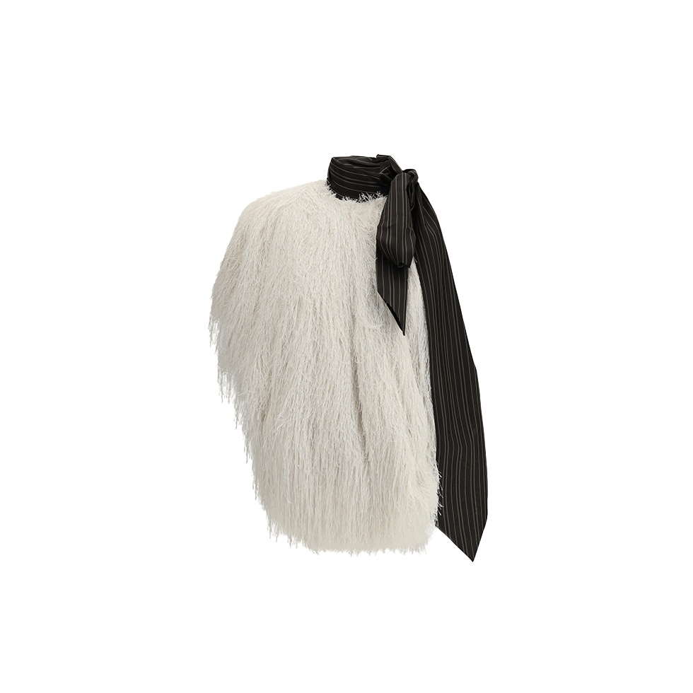 Λευκό halterneck fringed feather top, Dries Van Noten