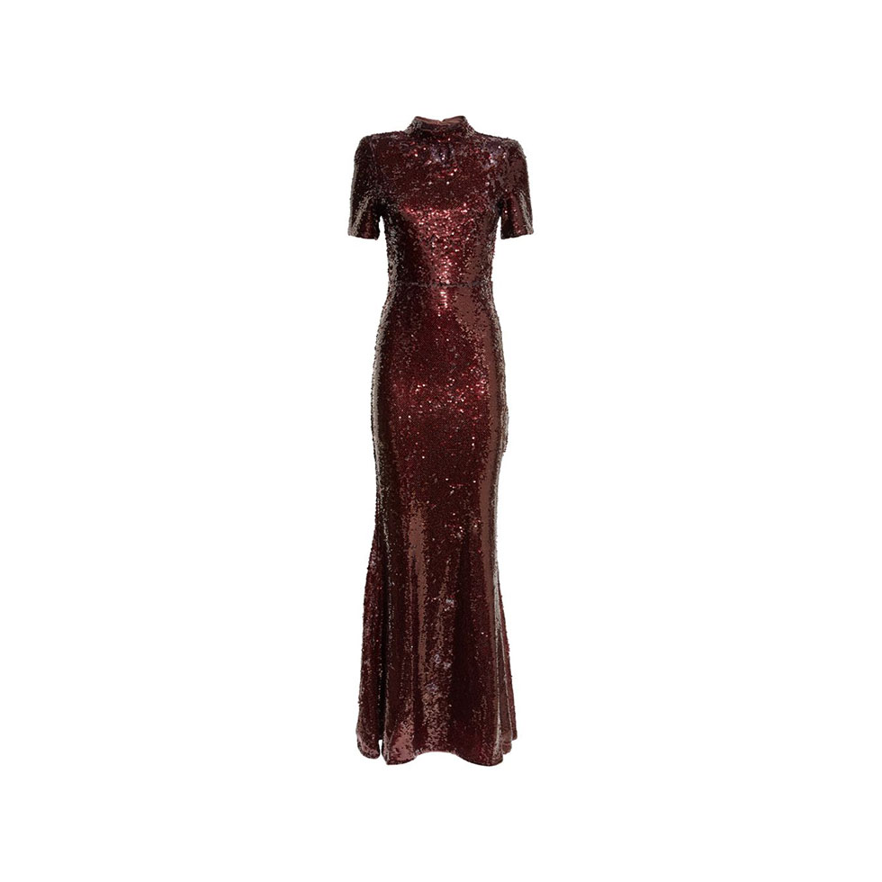 Burgundy maxi dress with sequins, Self-Portrait