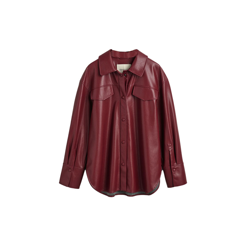 Μπορντό πουκάμισο με εφέ δέρματος