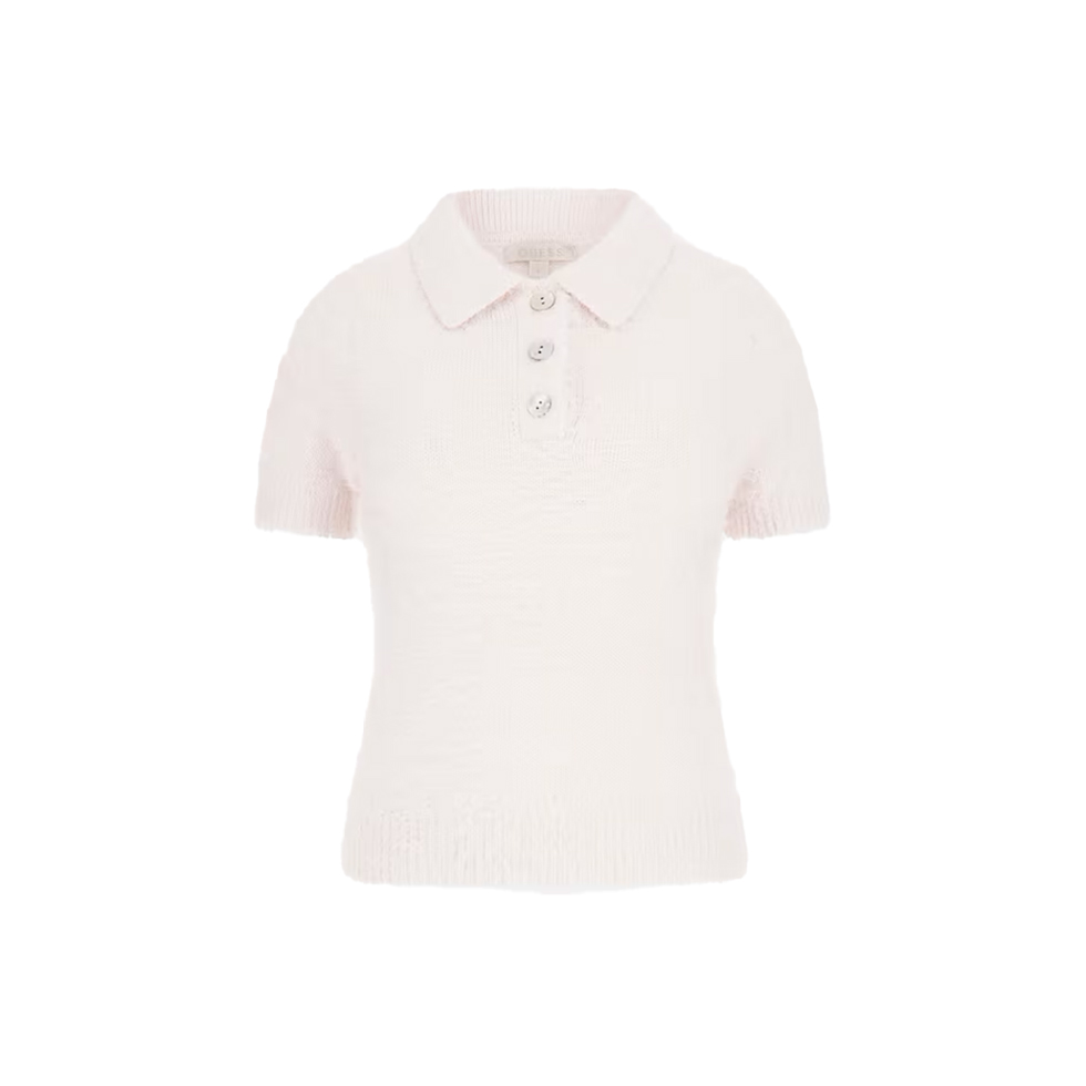 Ροζ χνουδωτό κοντομάνικο πλεκτό 