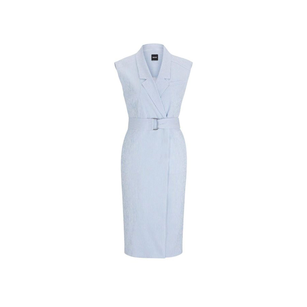 Γαλάζιο ριγέ midi φόρεμα, Boss