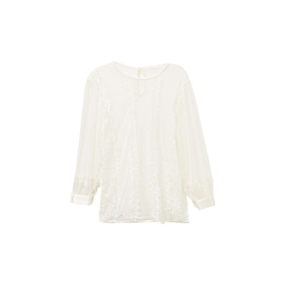 Λευκή μπλούζα από δαντέλα και τούλι Her Beauty