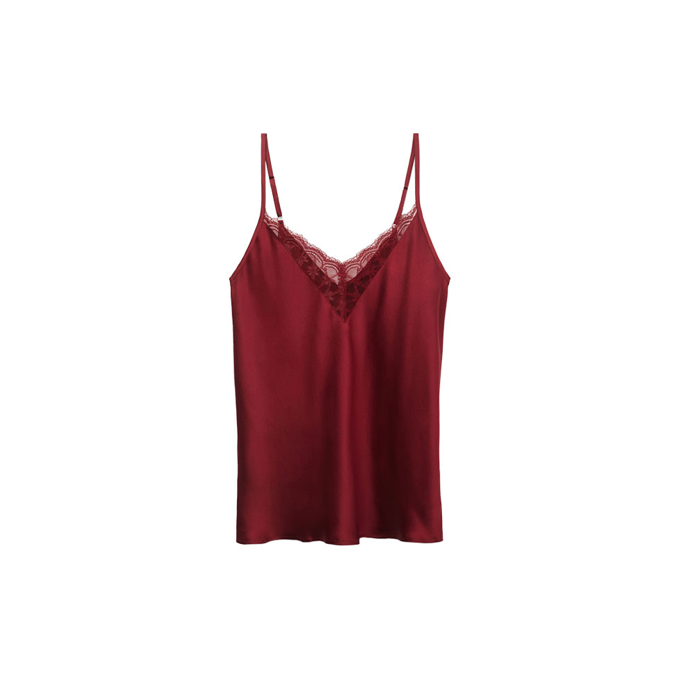 Burgundy silk top She is a Classic