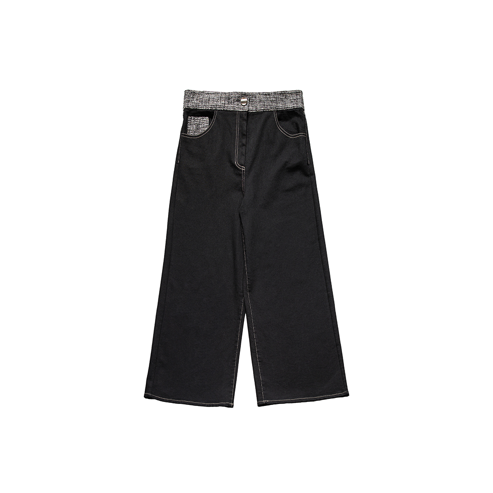 Black jeans with tweed fabric, Νema Resort Wear