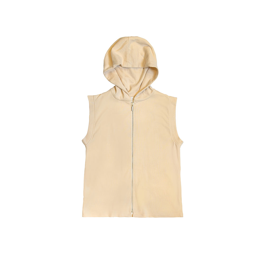 Μπεζ αθλητικό γιλέκο με κουκούλα