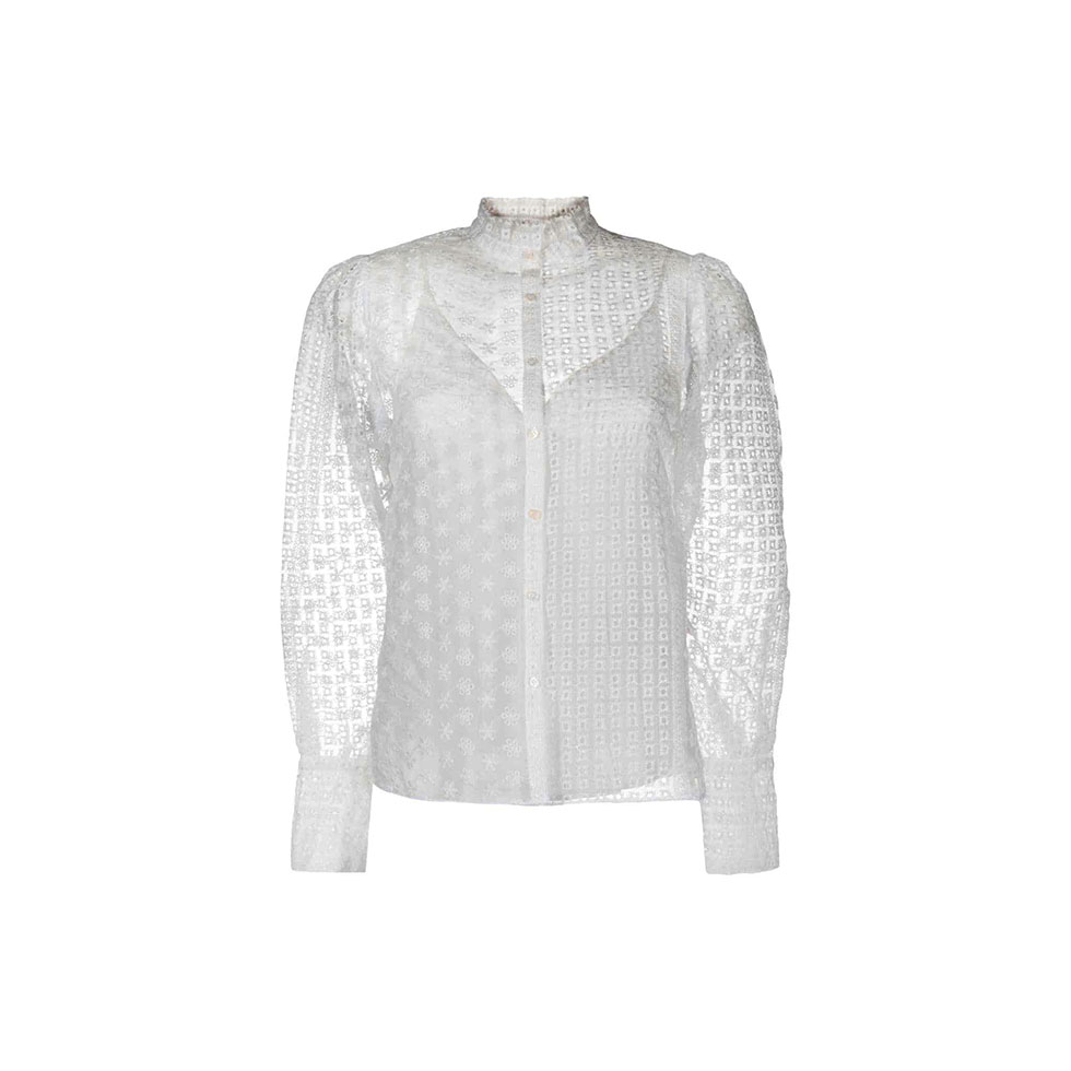 Λευκό πουκάμισο με floral κεντήματα