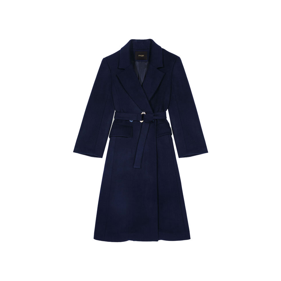 Σκούρο μπλε παλτό με ζώνη 