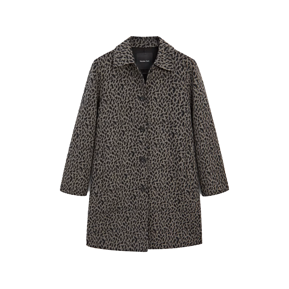 Animal print παλτό με μαλλί 