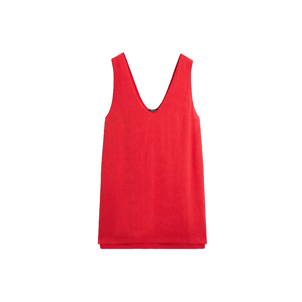 Red mini linen dress