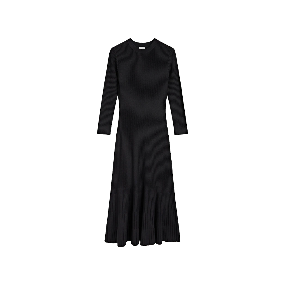 Black knitted dress with sagre weave