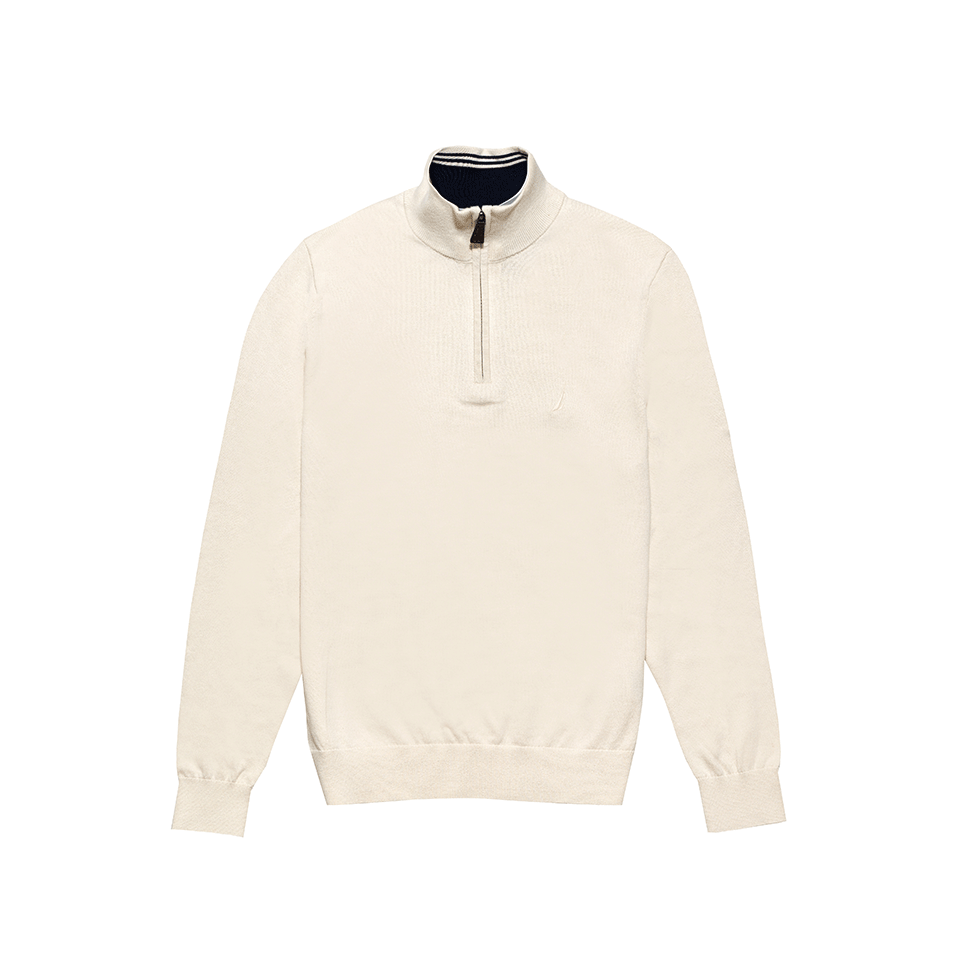 Λευκό πουλόβερ με φερμουάρ