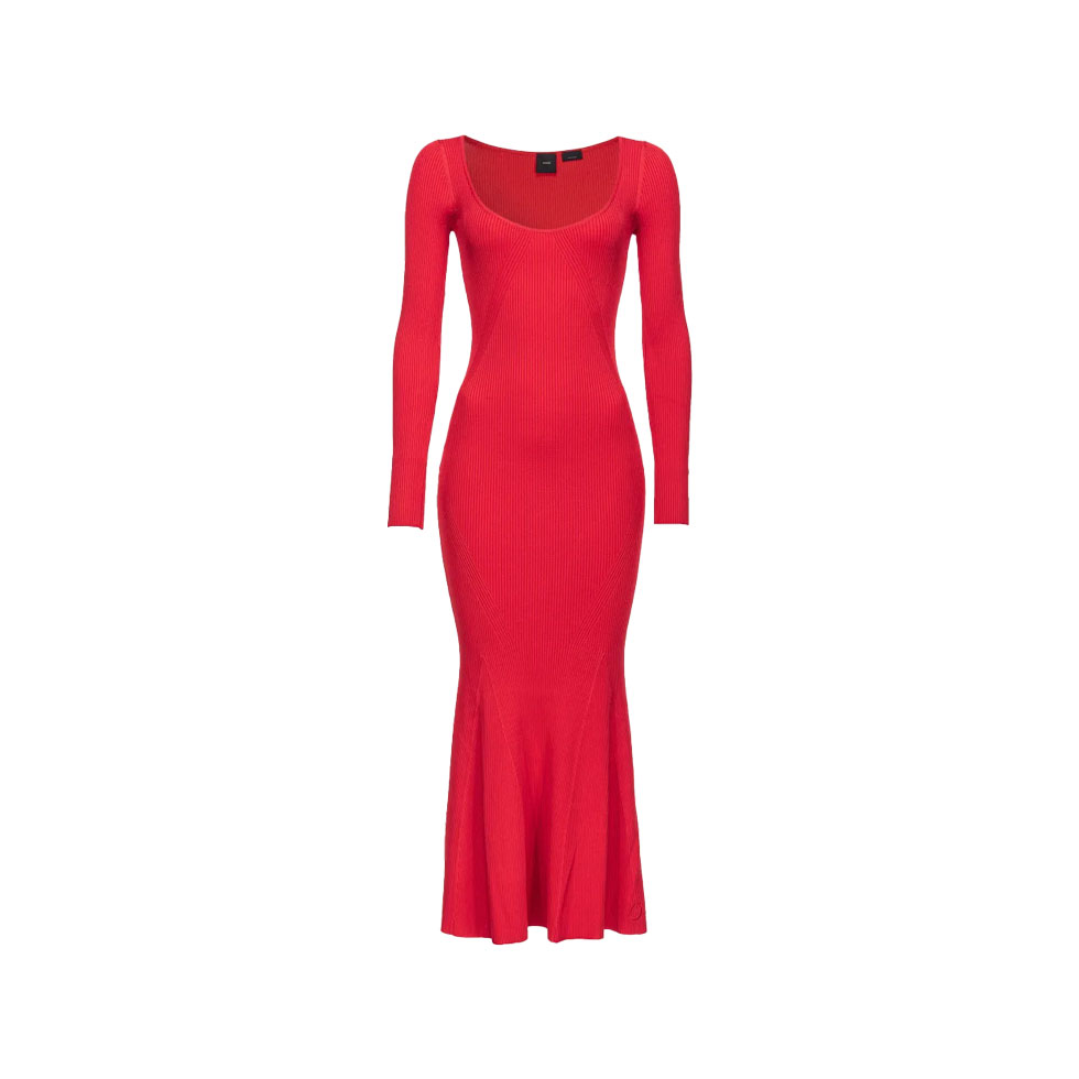 Κόκκινο εφαρμοστό ribbed φόρεμα Aloe