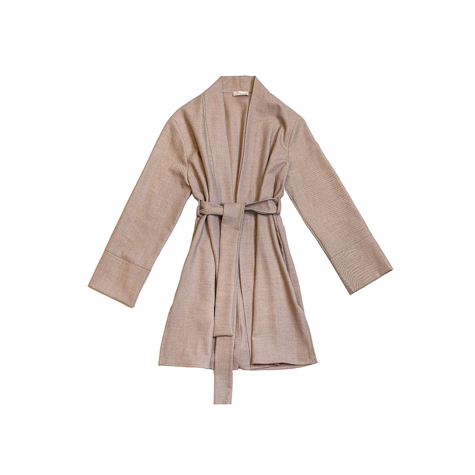 Beige long kimono with belt