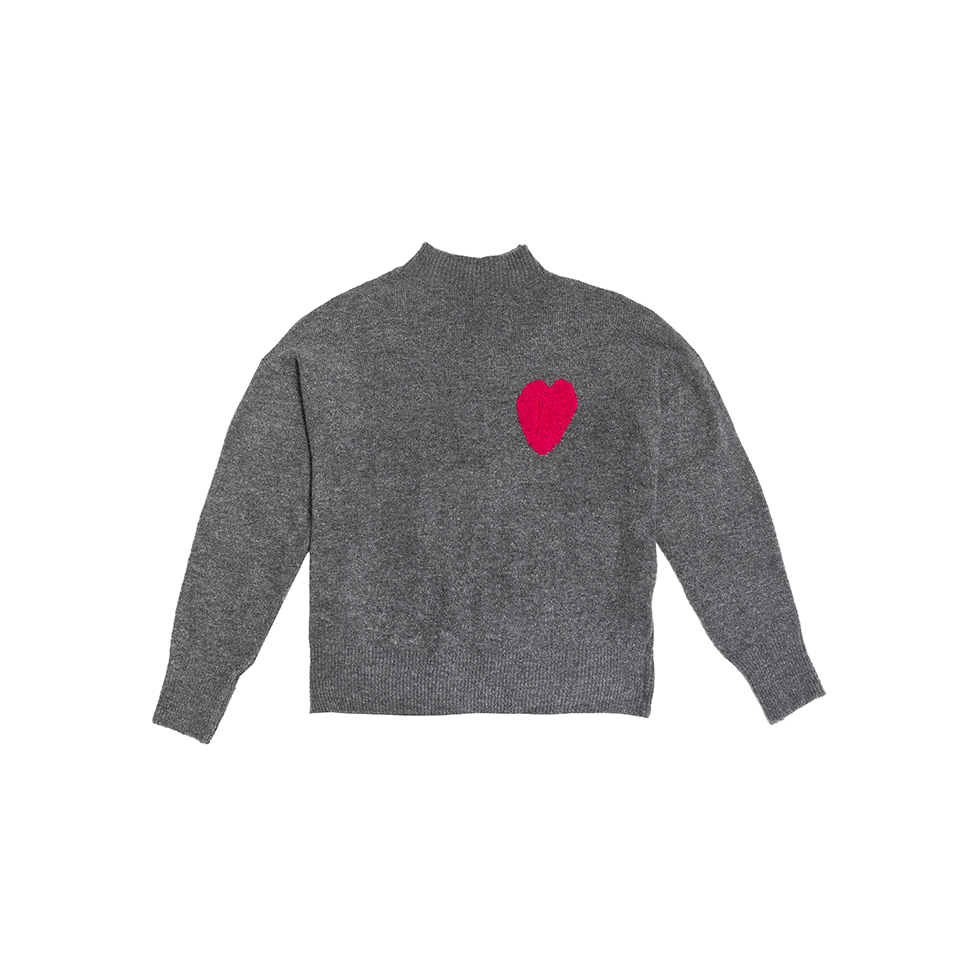 Gray pullover with fuchsia heart