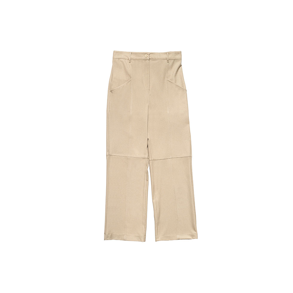 Μπεζ ψηλόμεσο παντελόνι με ραφές