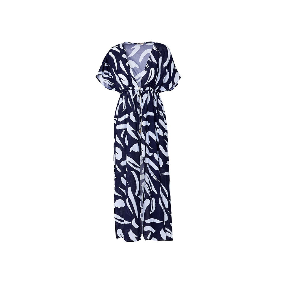 Μπλε κιμονό - φόρεμα με floral print