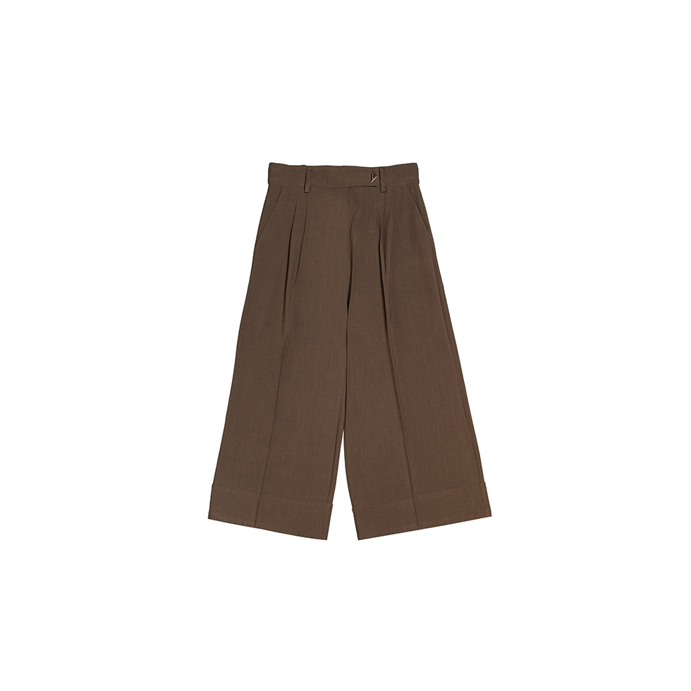 Brown high waist culotte pants with pleats