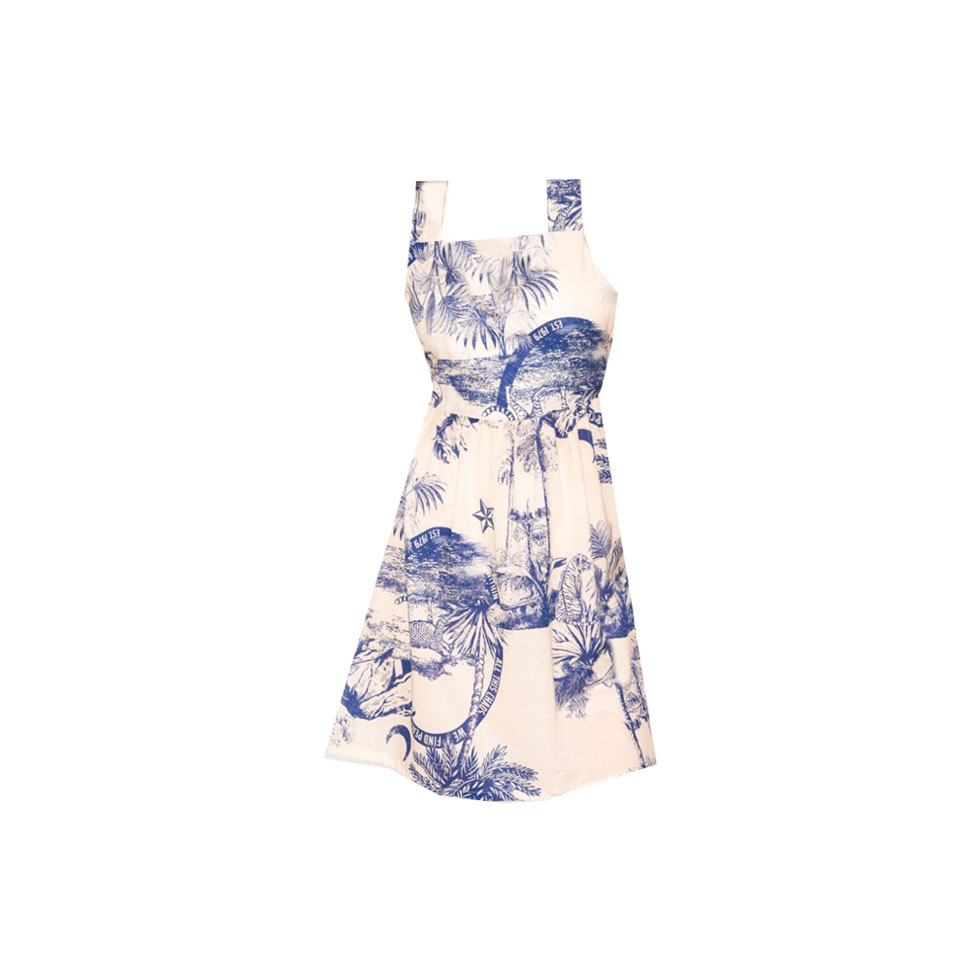 White mini dress with print Nostalgia, Peace and Chaos