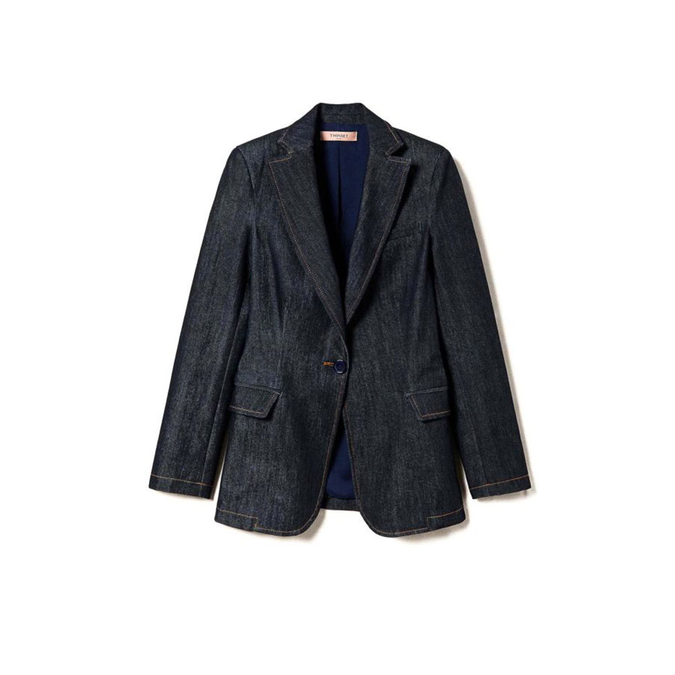 Σκούρο denim σακάκι με βάτες