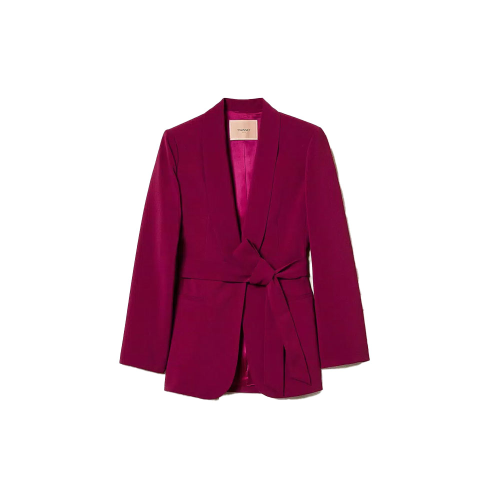 Burgundy jacket with belt