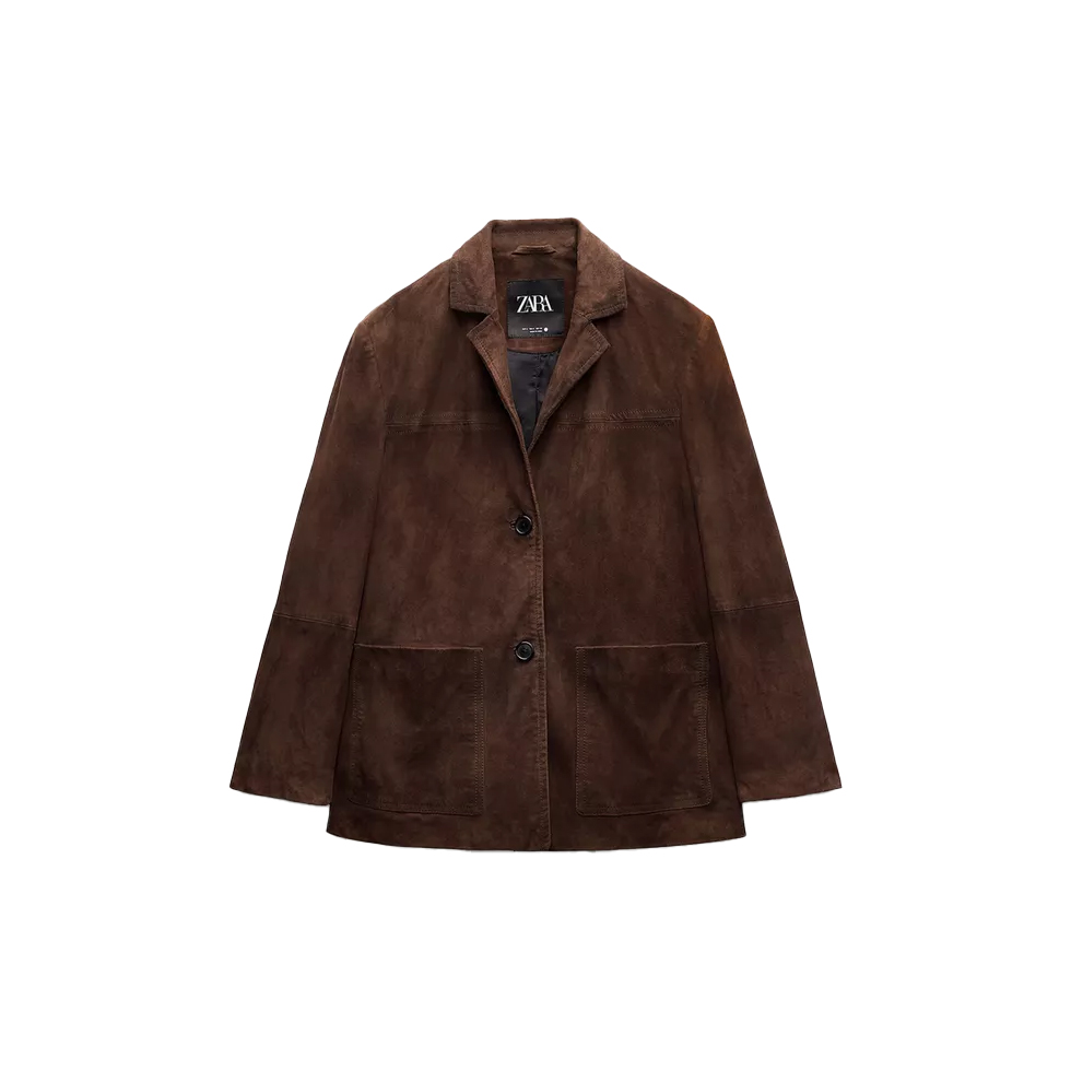 Brown leather suede jacket