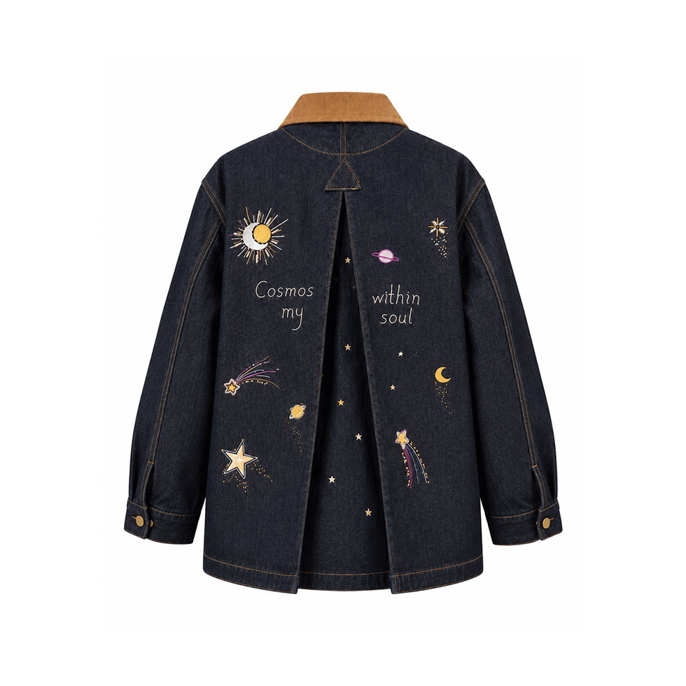 Dark blue denim jacket with back detail