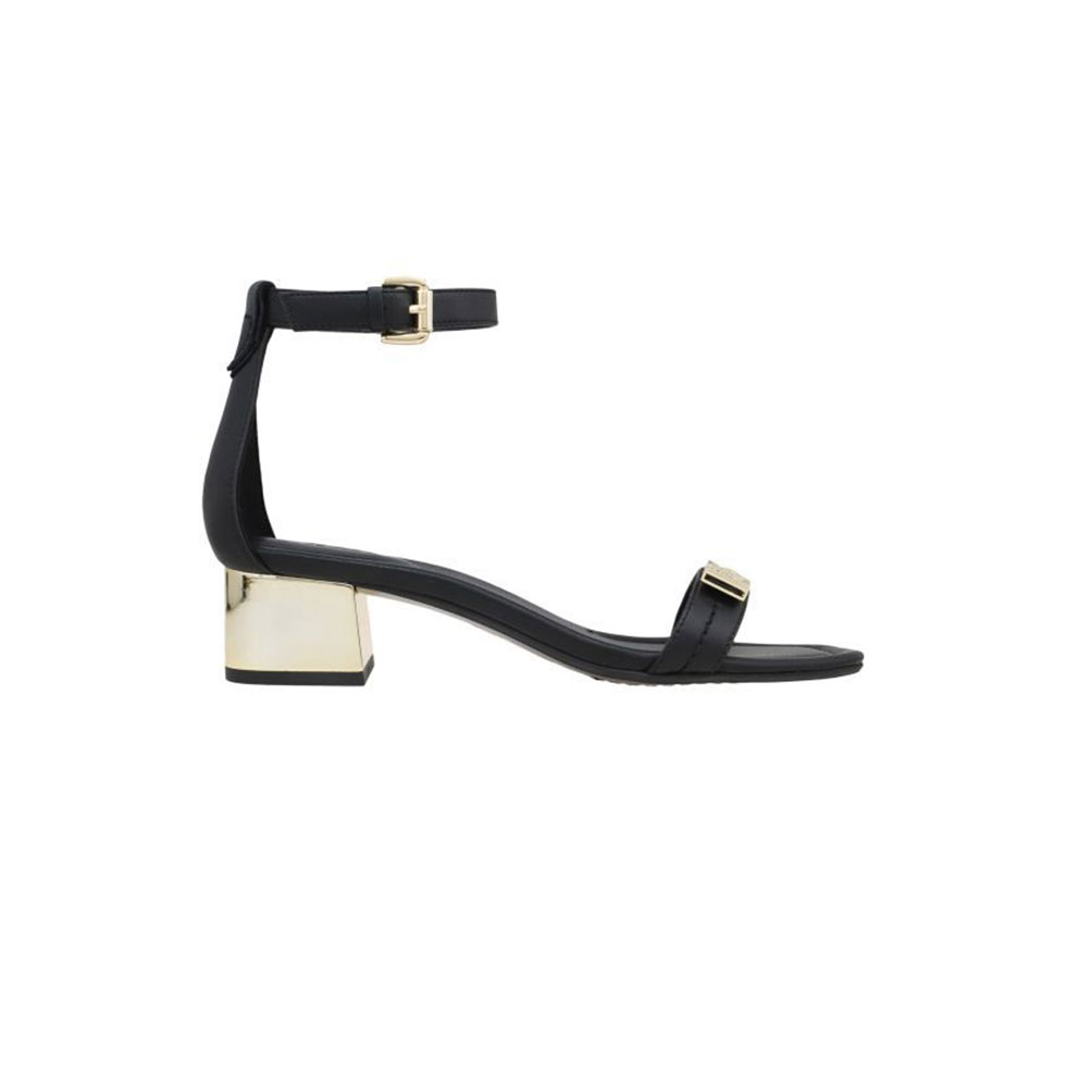 Black sandals with gold heel Ella