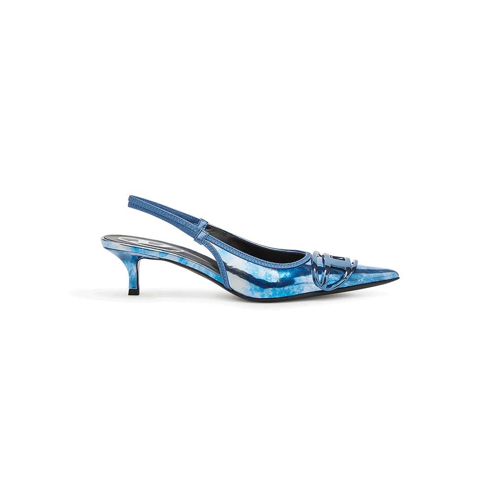 Μπλε metallic slingback γόβες