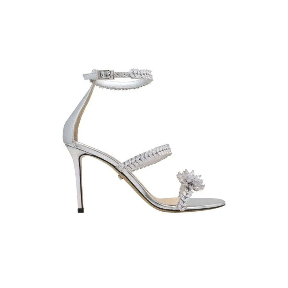 Ασημί πέδιλα με κρύσταλλα Lotus Flower, Mach & Mach