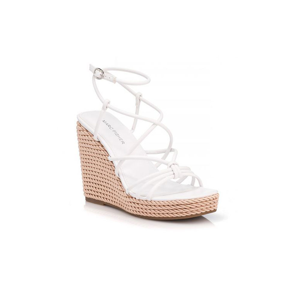 Zarah white strappy platforms, Marc Fisher