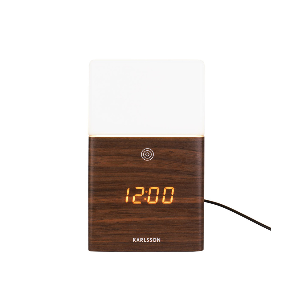 Alarm clock Frosted Light LED Dark Wood, Karlsson
