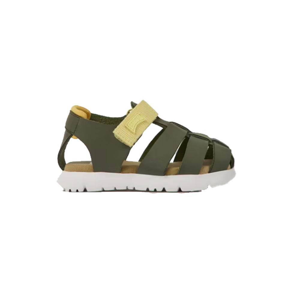 Oruga green leather sandals