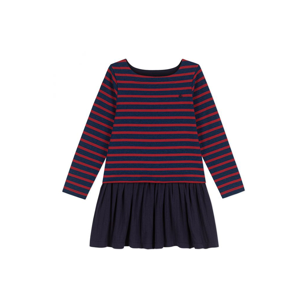 Ριγέ φόρεμα με σε κόκκινο και μπλε χρώμα 