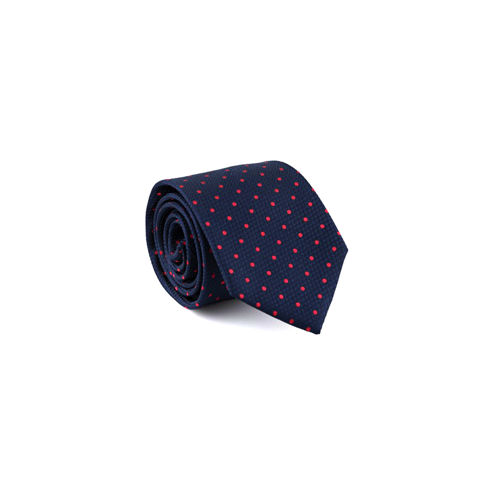Μπλε γραβάτα με κόκκινο πουά μοτίβο