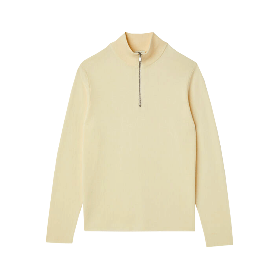 Eκρού πουλόβερ με φερμουάρ στο μπροστινό μέρος