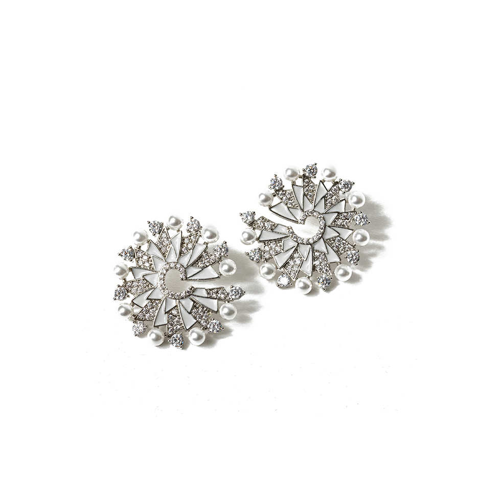 Ασημένια σκουλαρίκια με ζιργκόν και μαργαριτάρια