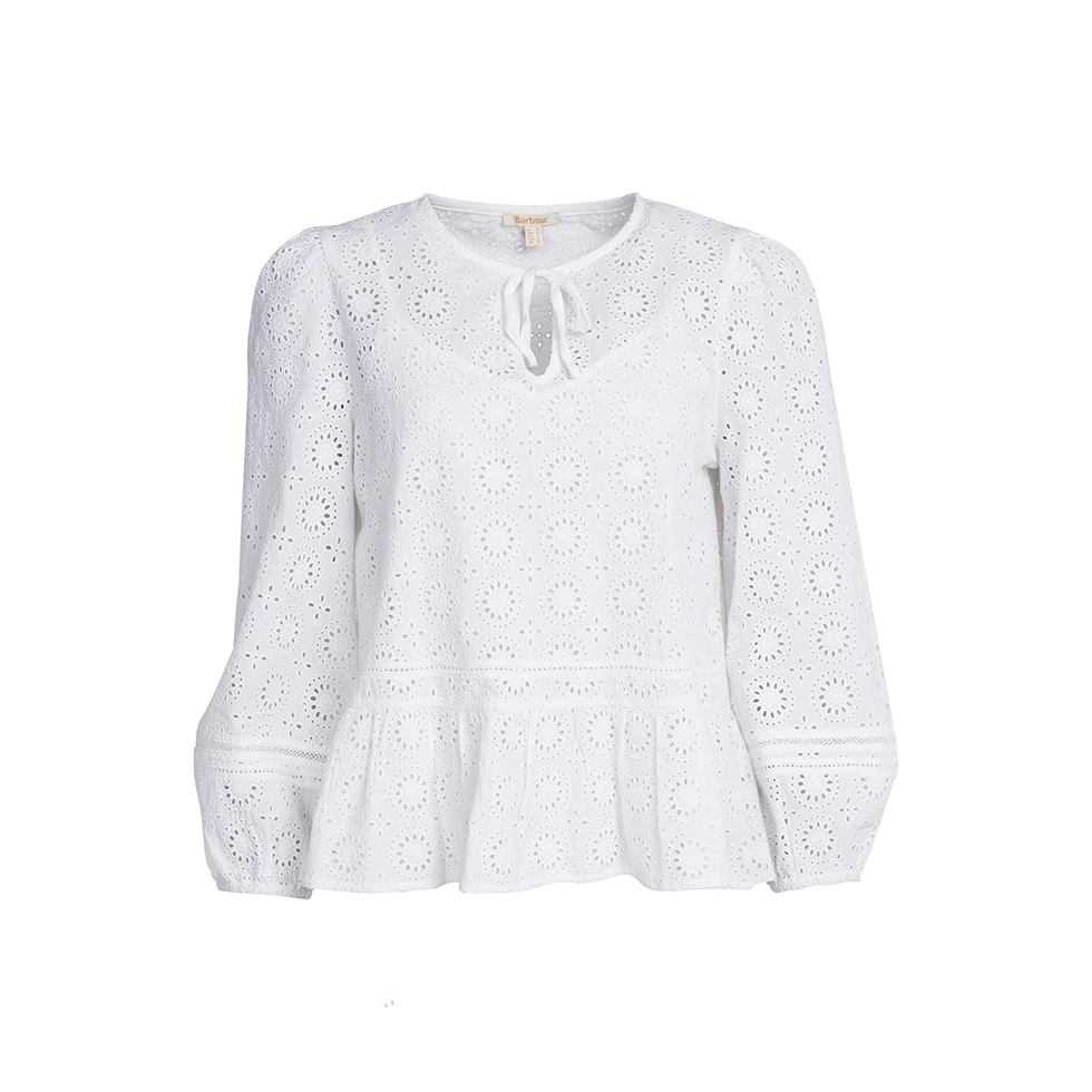 Λευκό μπλουζάκι Cherbury από δαντέλα