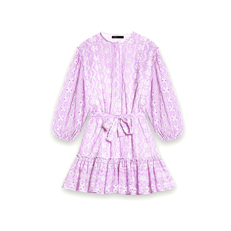 Μοβ mini φόρεμα με κεντήματα