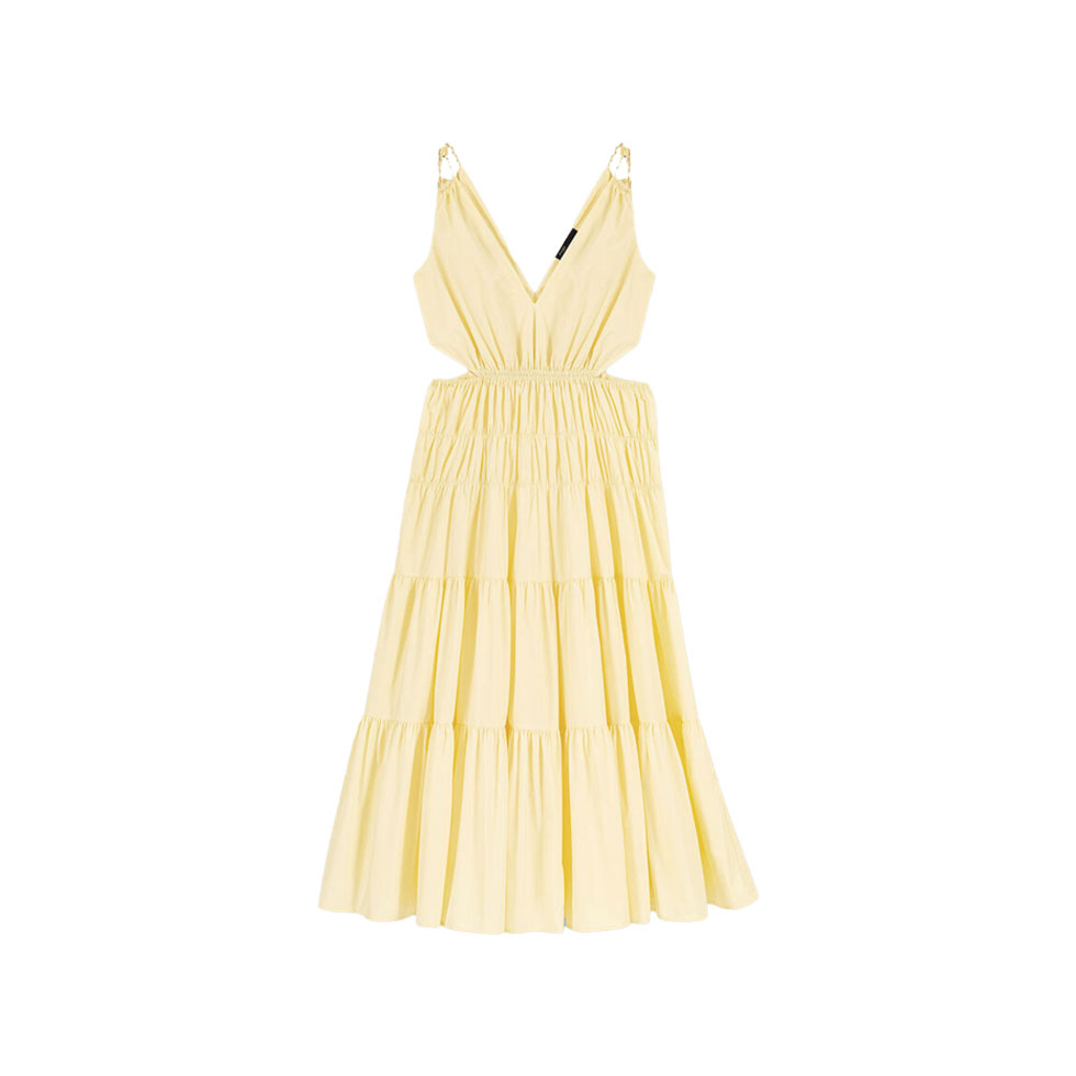 Κίτρινο maxi φόρεμα από ταφτά