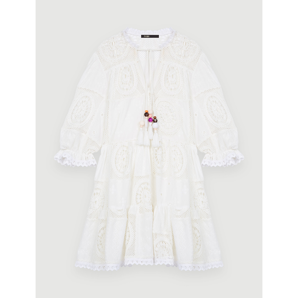 Mini λευκό πλεκτό φόρεμα