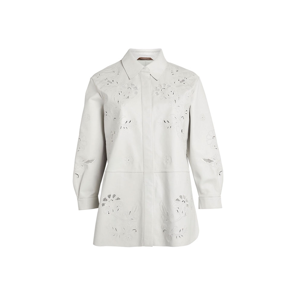 Δερμάτινο overshirt με διάτρητες λεπτομέρειες