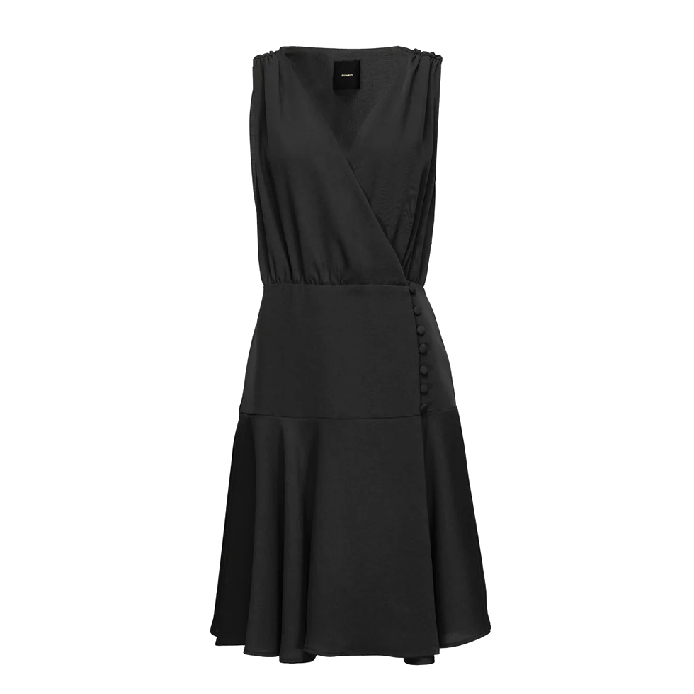 Μini μαύρο φόρεμα με κουμπιά