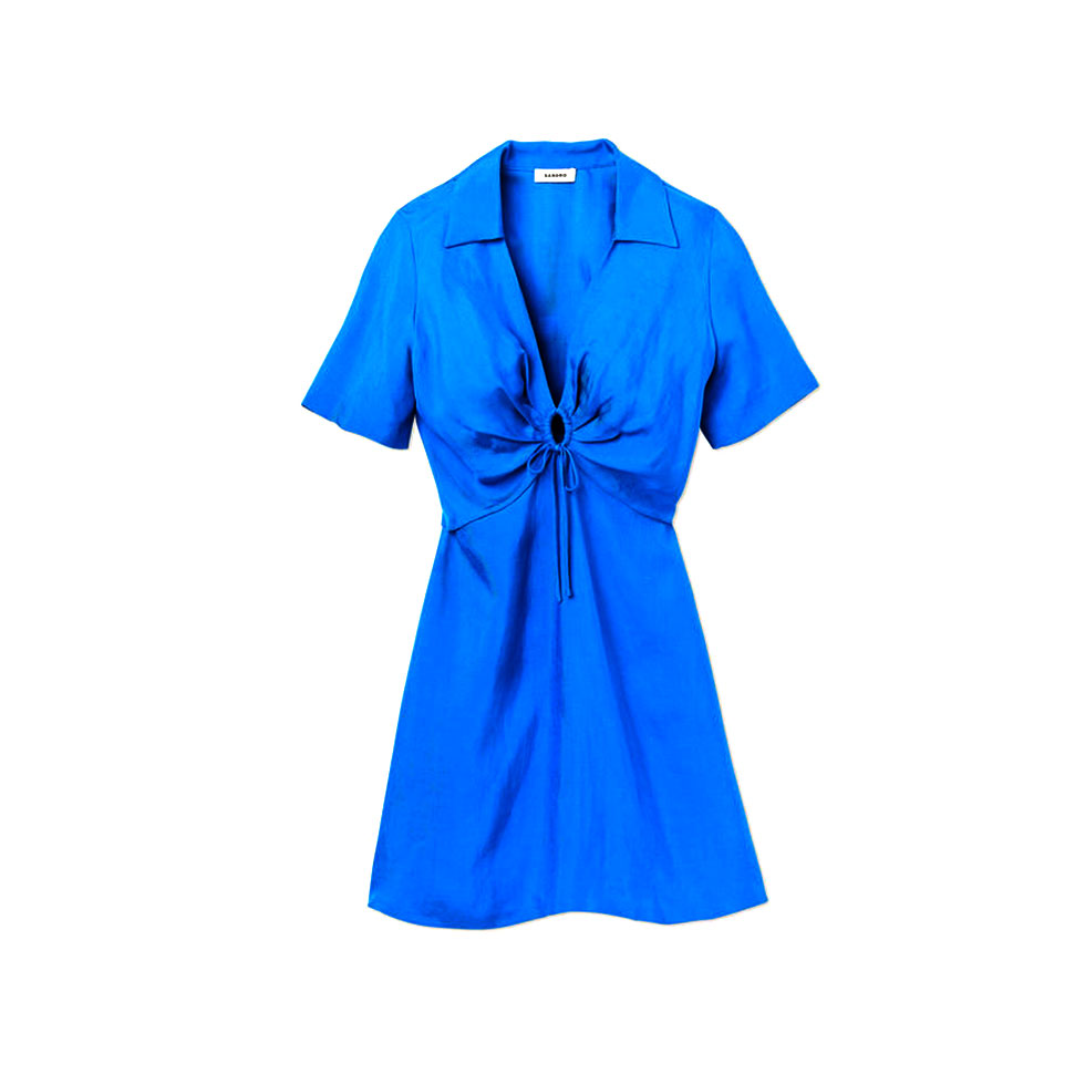 Μπλε mini φόρεμα με άνοιγμα στο μπροστινό μέρος