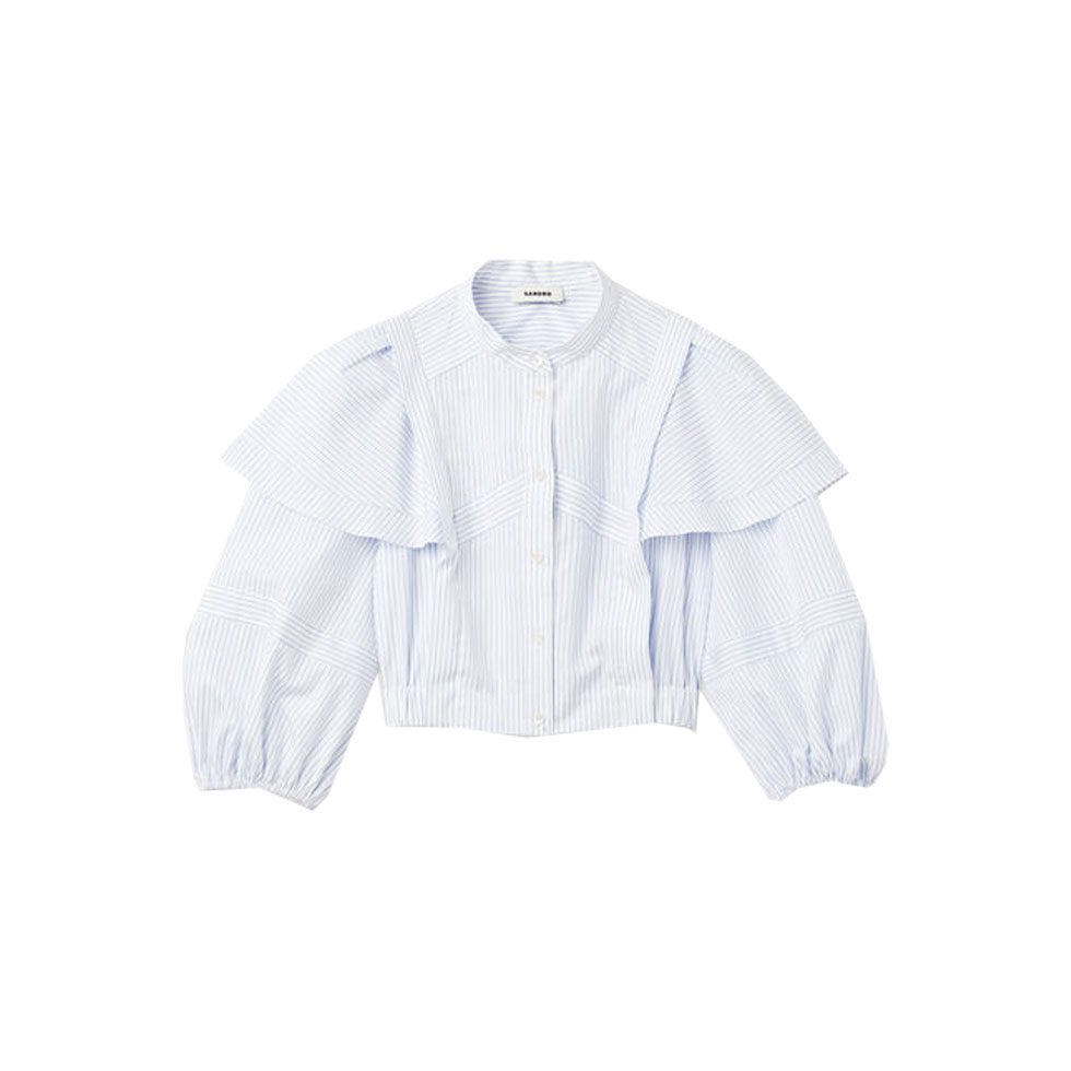 Ριγέ cropped πουκάμισο με βολάν