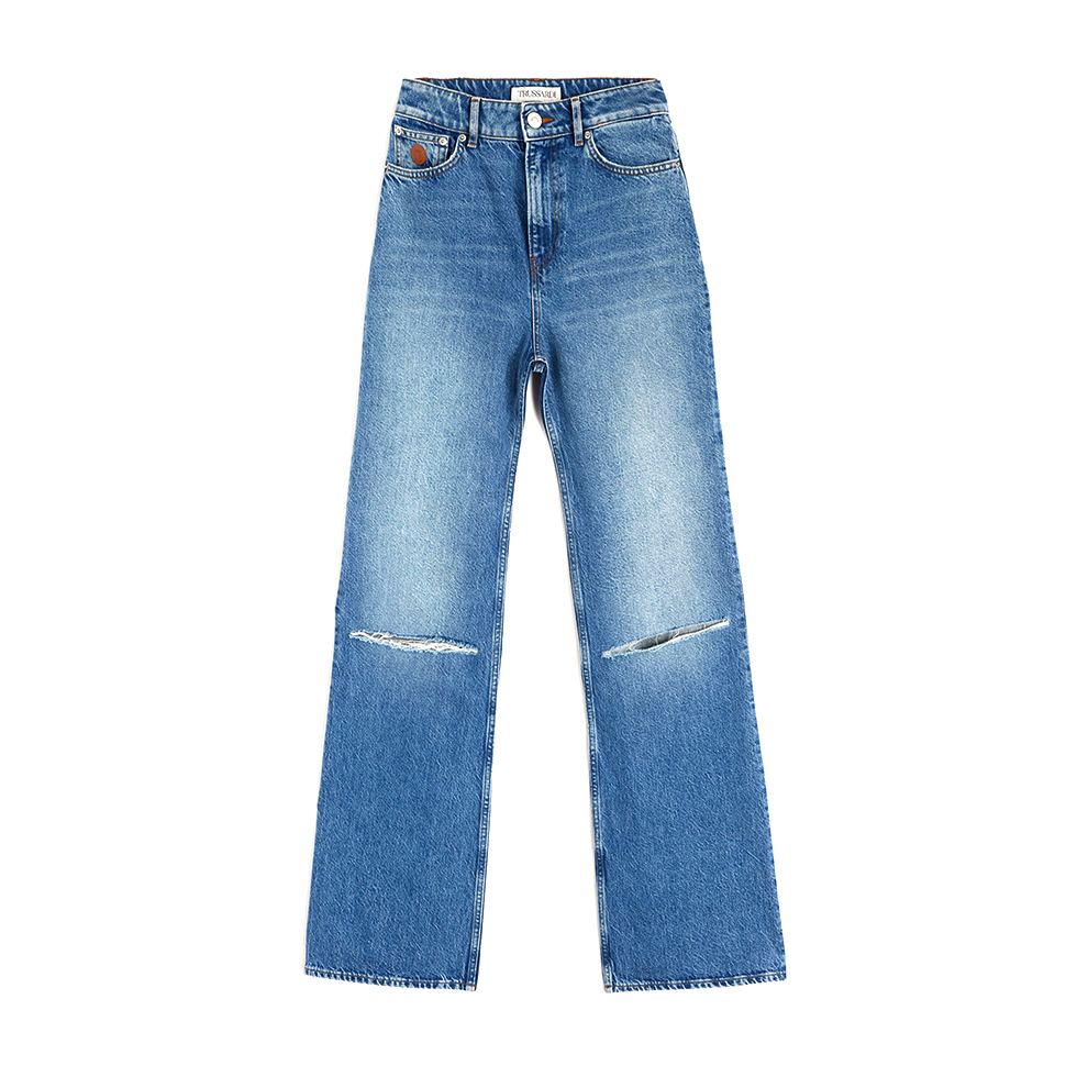 Μπλε jean καμπάνα με σκισίματα