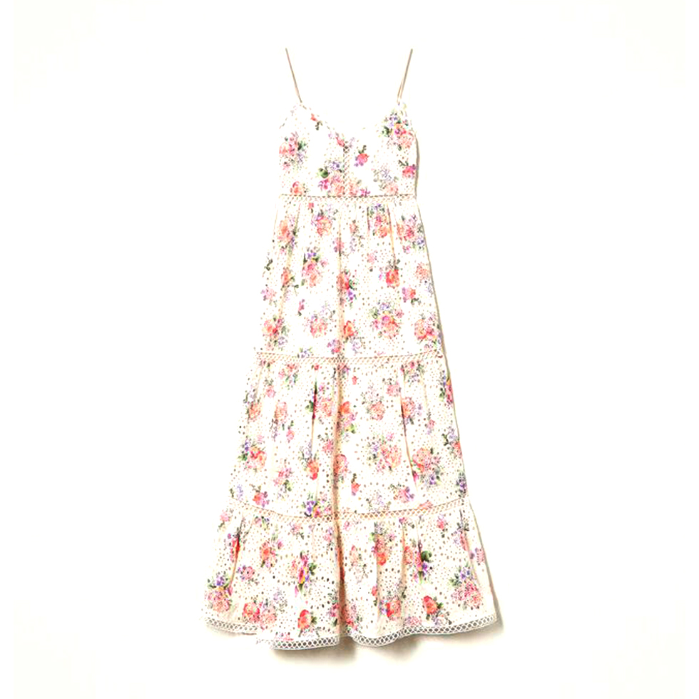 Μίντι, floral φόρεμα με broderie anglaise 