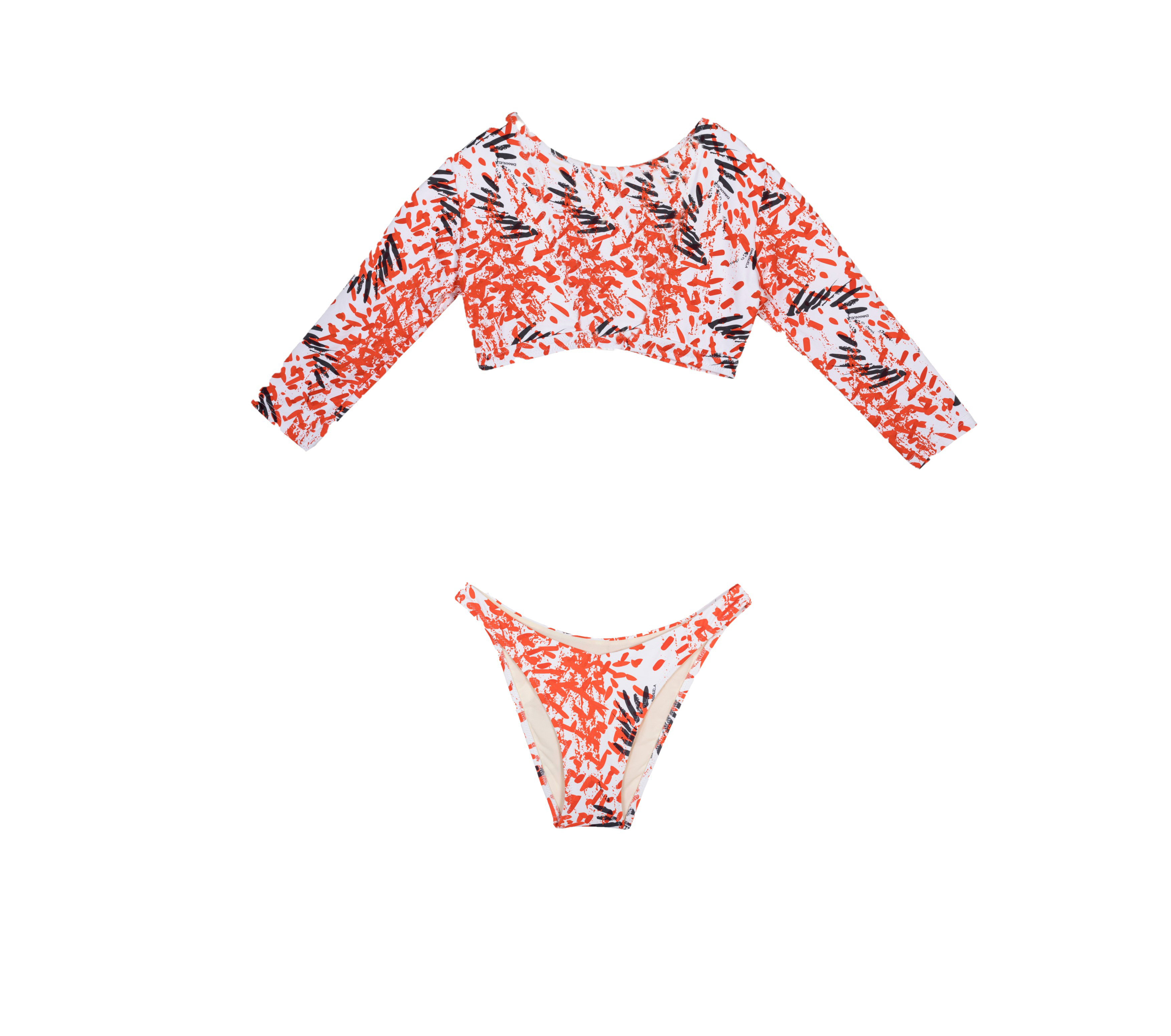 Bikini με πορτοκαλί-μαύρο μοτίβο Ella, Emmanuela Swimwear