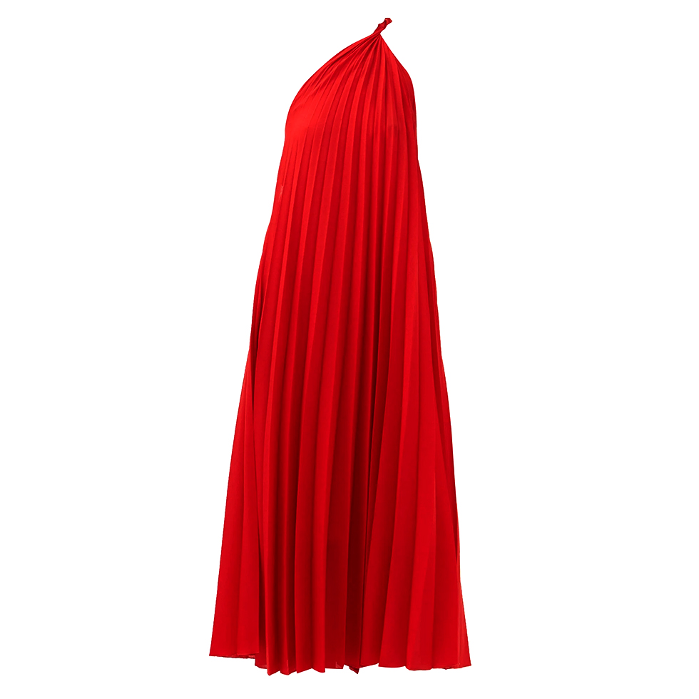 Red, pleated dress, Zeus + Δione